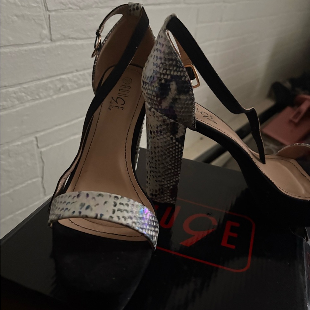 Snake Print High Heel Sandals
